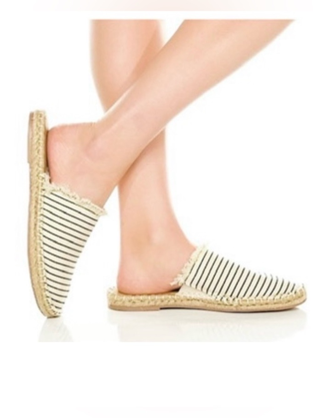 Splendid Cream and Black Striped Espadrille Mule NIB